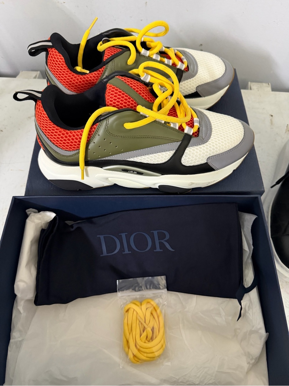 Dior Men's Olive, Red & Yellow Low-Top Sneakers - Picture 5 of 5